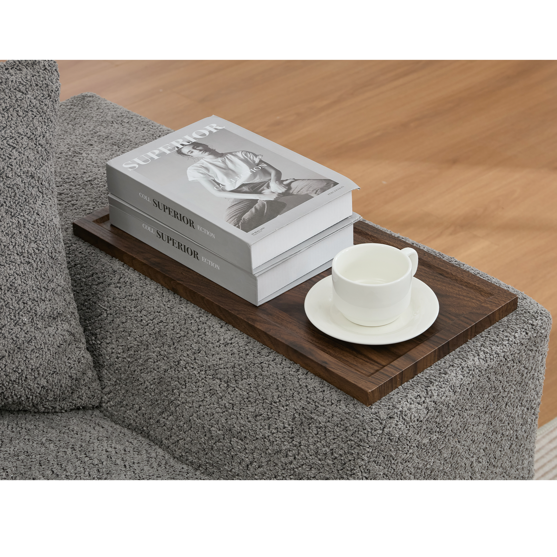 Arrived 2 Piece Boucle Cloud Sofa Set, Upholstered Sofa Set, Modern 3 Seater And 2 Seater Sofa With Mdf End Table For Living Room ,Apartment,3 2 Couch,Boucle,Dark Gray Gray Polyester Primary Living Space Soft Tight Back Modern Square Arms Foam