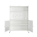 Kitchen Pantry Cabinet, Tall Storage Cabinet With Glass Doors & Adjustable Shelves, Cabinet Cupboard For Kitchen, Living Room, Dinning Room, White White Kitchen Modern Glass Doors Steel