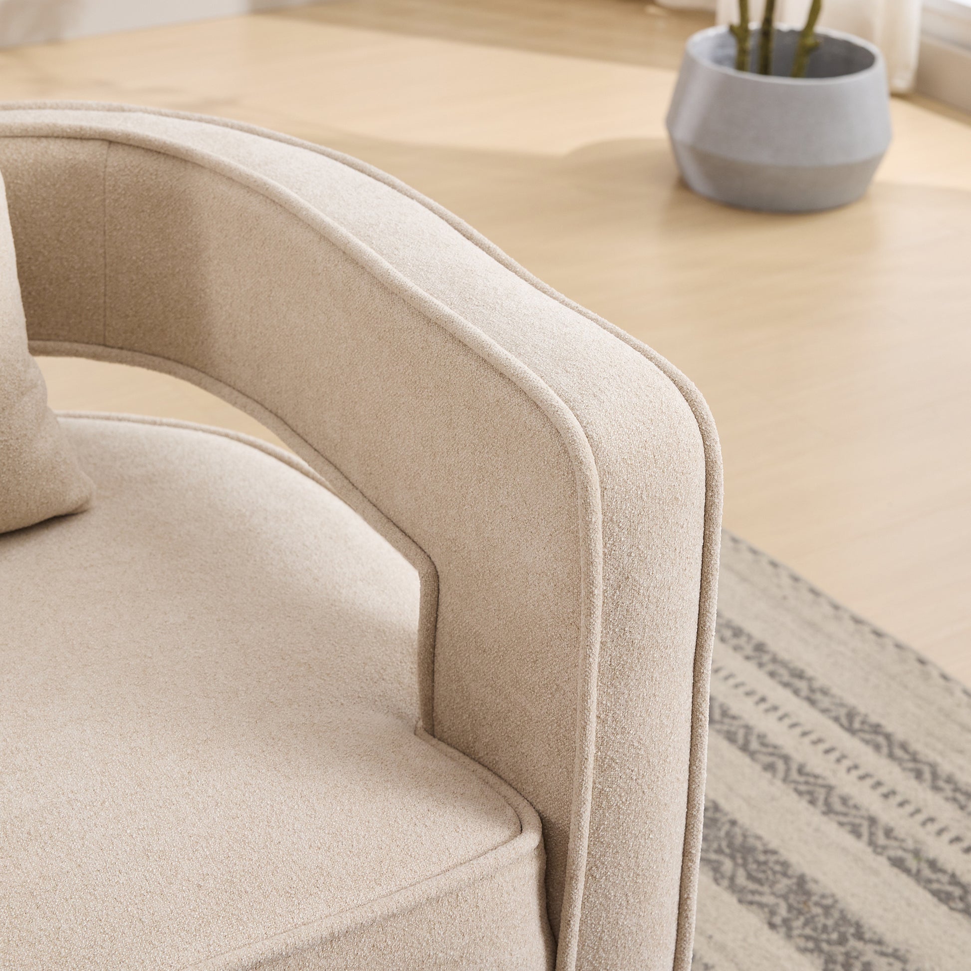 29.1"W Swivel Accent Open Back Chair Modern Comfy Sofa Chair With Weathered Base For Nursery Bedroom Living Room Hotel Office, Club Chair Leisure Arm Chair For Lounge Beige,Linen Blend Beige Linen Blend
