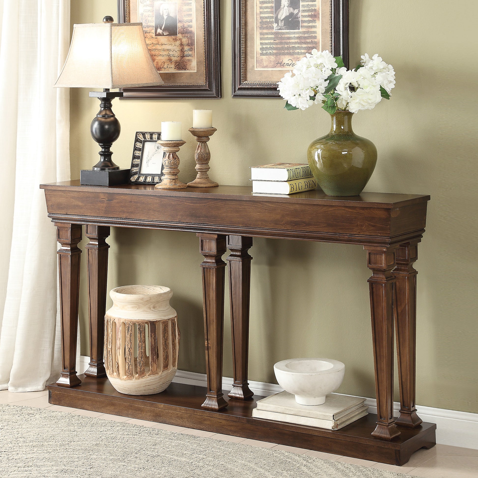 Oak Console Table With Bottom Shelf Oak Primary Living Space Shelves Rectangular Mdf