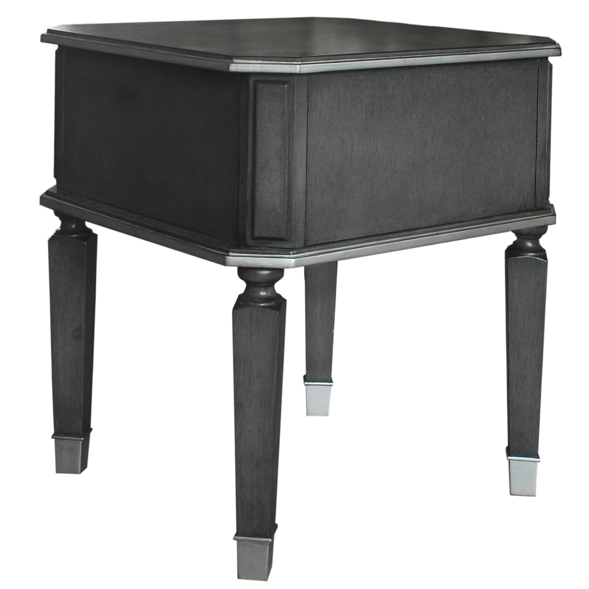 Charcoal And Light Grey End Table With 1 Drawer Charcoal Grey Primary Living Space Modern Drawers Wood