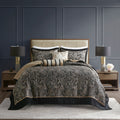 5 Piece Jacquard Bedspread Set With Throw Pillows Black Queen Queen Black Cotton