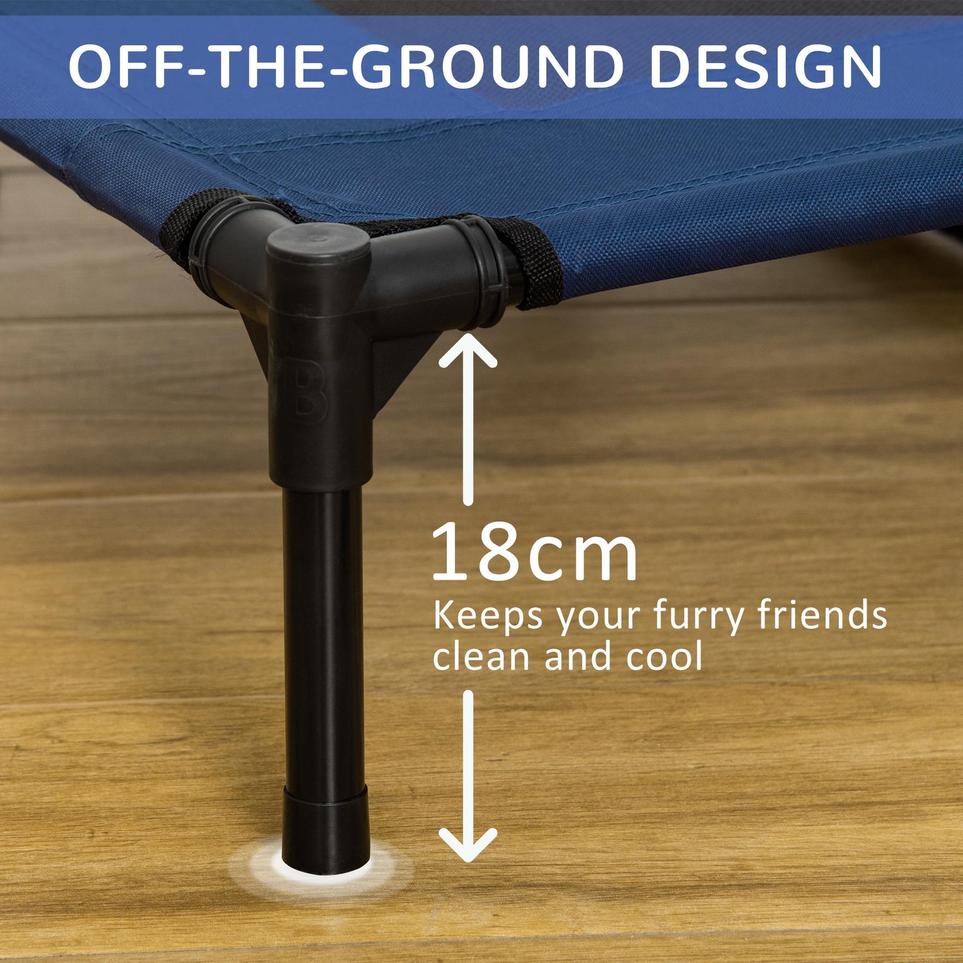 Pawhut 36" X 30" Elevated Cooling Summer Dog Cot Pet Bed With Mesh Ventilation Blue Blue Metal