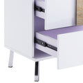 White High Gloss And Natural End Table With 2 Drawers White Primary Living Space Contemporary Drawers Rectangular Wood Metal