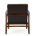 Club Chair, Mid Century Modern Faux Leather Club Chair With Wood Frame Brown Pu