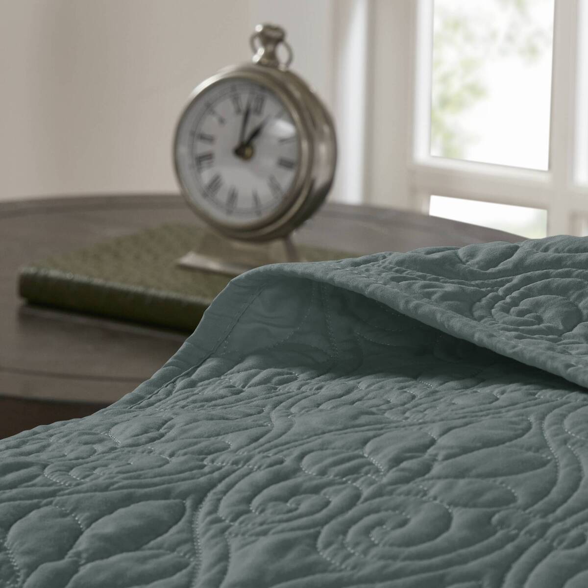 3 Piece Reversible Bedspread Set Balsam Green King Green Polyester