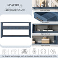 62.2'' Modern Console Table Sofa Table For Living Room With 4 Drawers And 2 Shelves Navy Blue Solid Wood Mdf