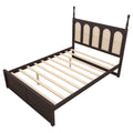 Queen Size Rattan Platform Bed With With 2 Big Drawers, T Size Trundle, Espresso Queen Espresso Plywood