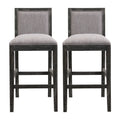 30.5 Inch Height Bar Stools Set Of 2, Rubber Wood Frame,Fabric Sponge Cushion And Upholstered Barstools, Retro Bar Chairs Suitable For Kitchen Island,Bedroom,Dining Room. Black Grey Kitchen Sponge