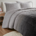 Ombre Shaggy Long Fur Comforter Mini Set Twin Grey Polyester