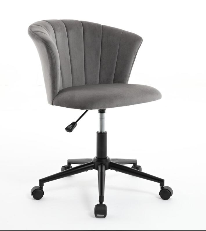 Home Office Chair, Velvet Fabric Swivel Flower Shape Computer Desk Chair For Home Office Or Bedroom Grey Black Foam Polyester Blend