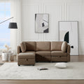 Convertible Sectional Sofa With Chaise, L Shaped Sofa Couch Modular Sectional Sofa With Storage Seats, Adjustable Arms And Backs Brown Brown Polyester 3 Seat