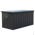 100 Gallon Outdoor Storage Deck Box Waterproof, Large Patio Storage Bin For Outside Cushions, Throw Pillows, Garden Tools, Lockable Dark Gray Dark Gray Steel