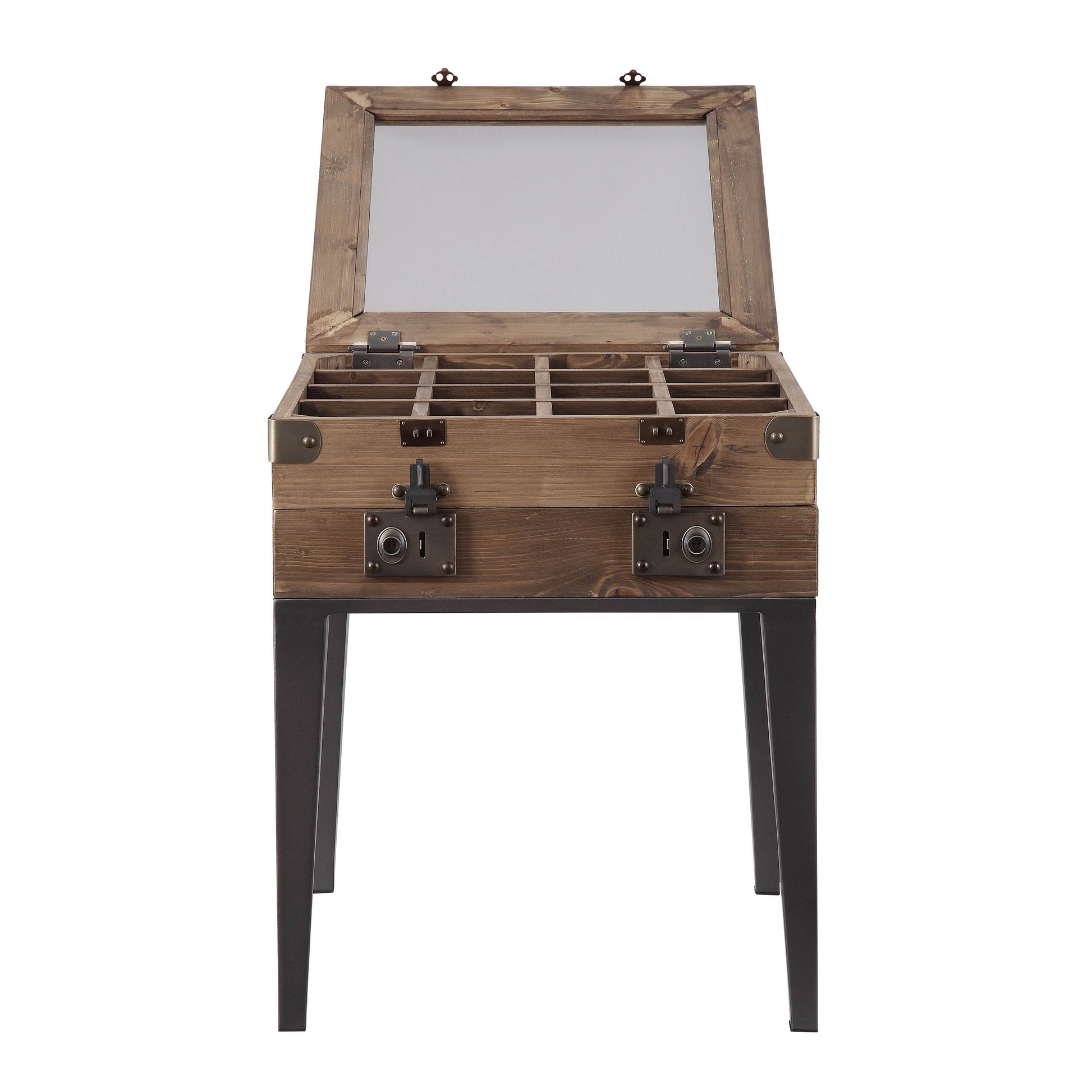 Rustic Oak And Matte Grey Accent Table With Tapered Leg Rustic Primary Living Space Square Wood Metal