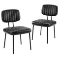 Dining Chairsupholstered Mid Century Modern Kitchen Dining Room Accent Chairs With Faux Leather Cushion Seat & Metal Legs For Kitchen, Living Room Black Set Of 2 Black Abs Rubber Steel Q235