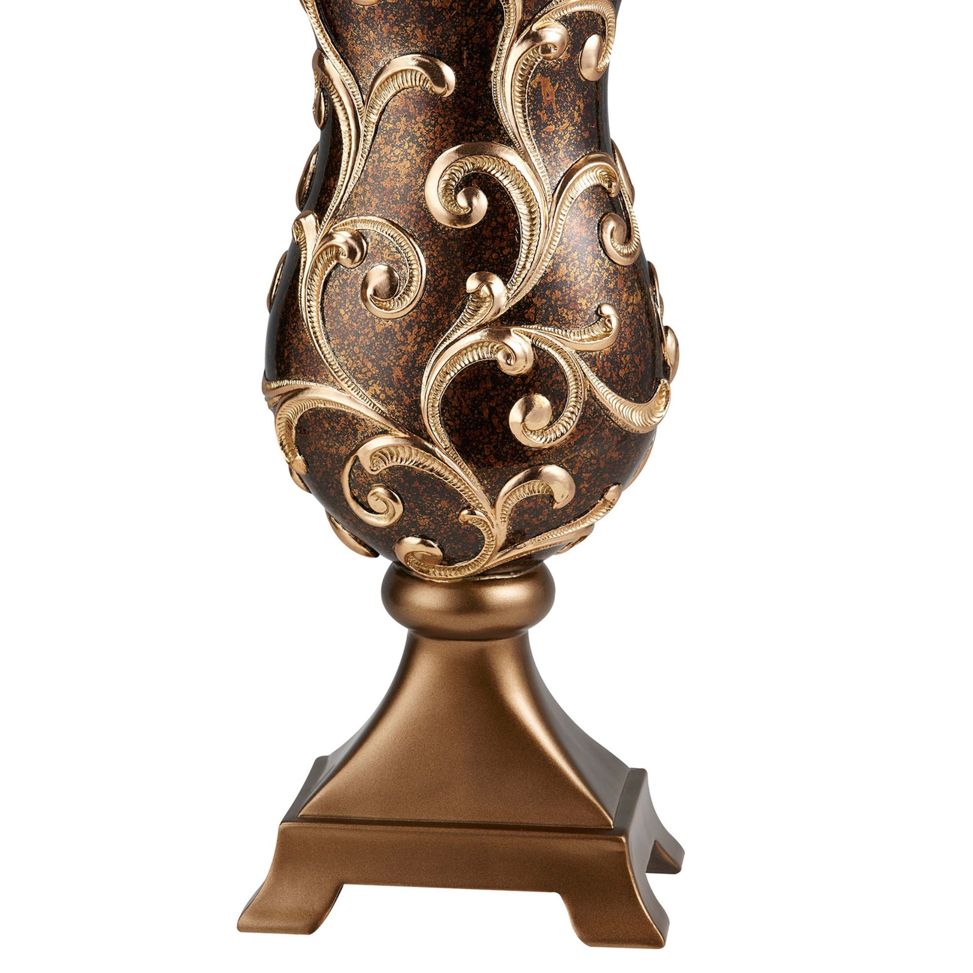 19.75" Tall Decorative Vase "Odysseus" Baroque Style W Gold Floral Filigree Multicolor Polyresin
