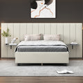Full Size Upholstered Platform Bed With Big Headboard, Bedroom Furniture, Velvet, Beige Full Beige Plywood