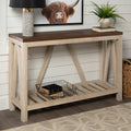 Farmhouse A Frame Entry Table With Lower Shelf Dark Walnut White Oak Walnut Mdf