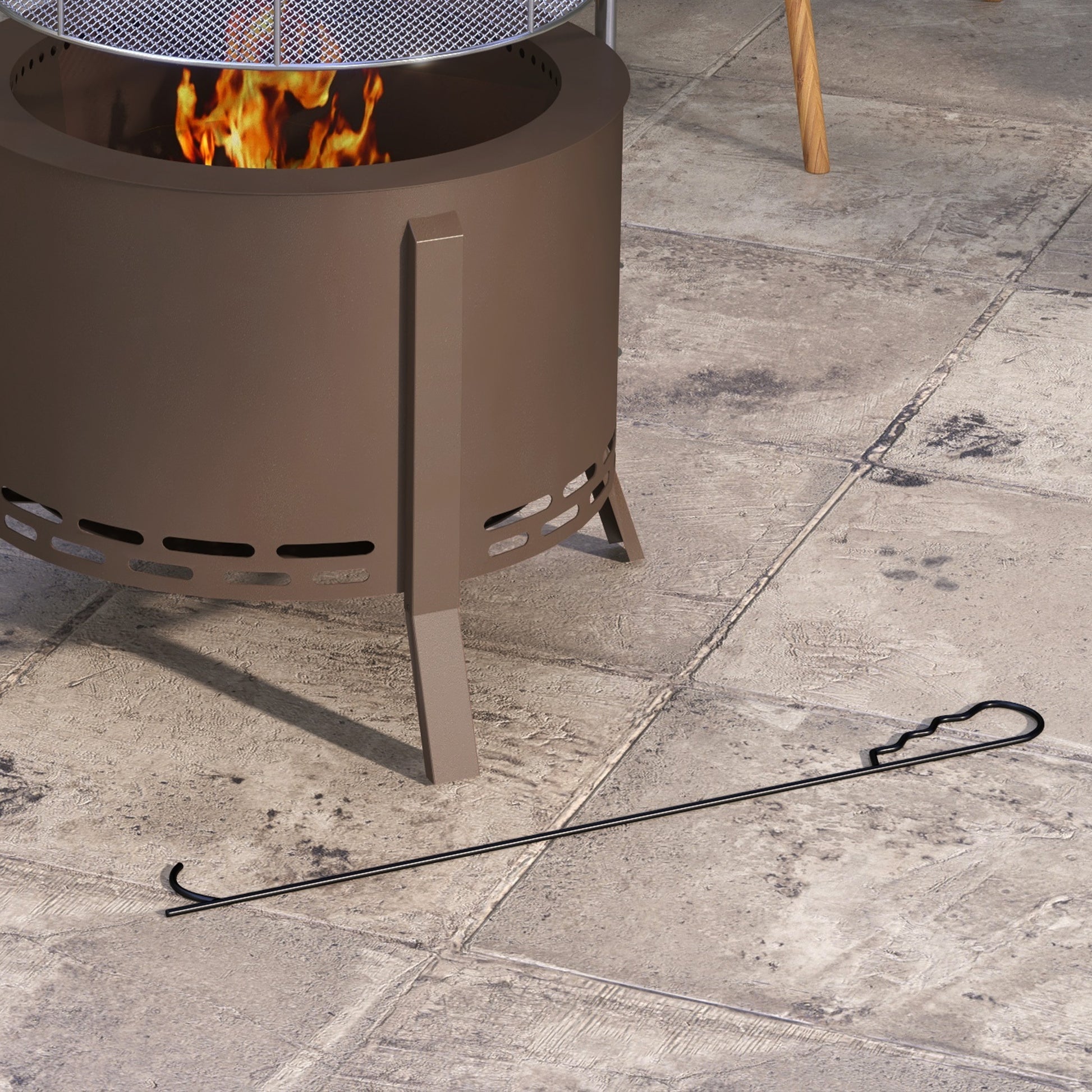 Outsunny 2 In 1 Smokeless Fire Pit, Bbq Grill, 19" Portable Wood Burning Firepit With Cooking Grate And Poker, Low Smoke Camping Bonfire Stove For Backyard Patio Picnic, Steel, Bronze Bronze Steel