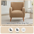 Modern Wingback Lounge Chair Stylish Design, Soft Fabric, Solid Wood Legs, Durable Frame,Brown Camel Boucle