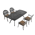 Cushions In Random Colors 5 Piece Set Of Cast Aluminum Patio Furniture With Cushions Yes Dining Set Black Seats 4 Rust Resistant Frame Water Resistant Cushion Garden & Outdoor Complete Patio Sets Aluminium
