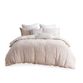 3 Piece Cotton Jacquard Duvet Cover Set Queen Pink Cotton