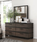 Two Tone Brown Black Finish 6 Drawers Dresser 1Pc Modern Industrial Design Bedroom Furniture Black,Brown Gray Wood