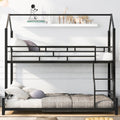 Metal House Bunk Bed, Twin Over Full, Black Full Black Metal