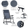 Outsunny 3 Piece Outdoor Rocking Bistro Set, Patio Folding Chair Table Set With Glass Coffee Table For Yard, Patio, Deck, Backyard, Grey Grey Fabric