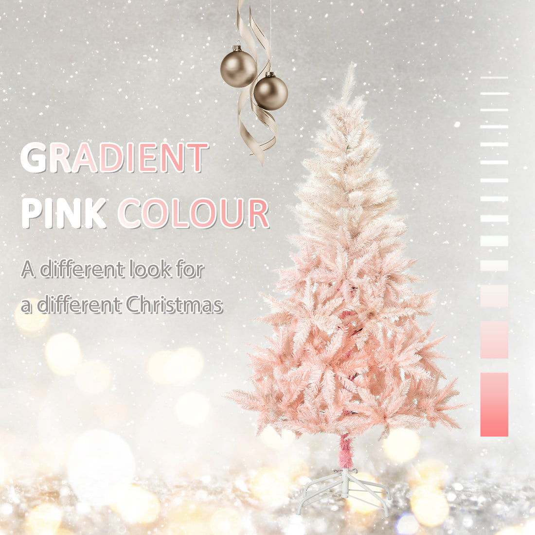 Homcom 6Ft Unlit Spruce Artificial Christmas Tree With Realistic Branches And 800 Tips, Pink Pink Plastic