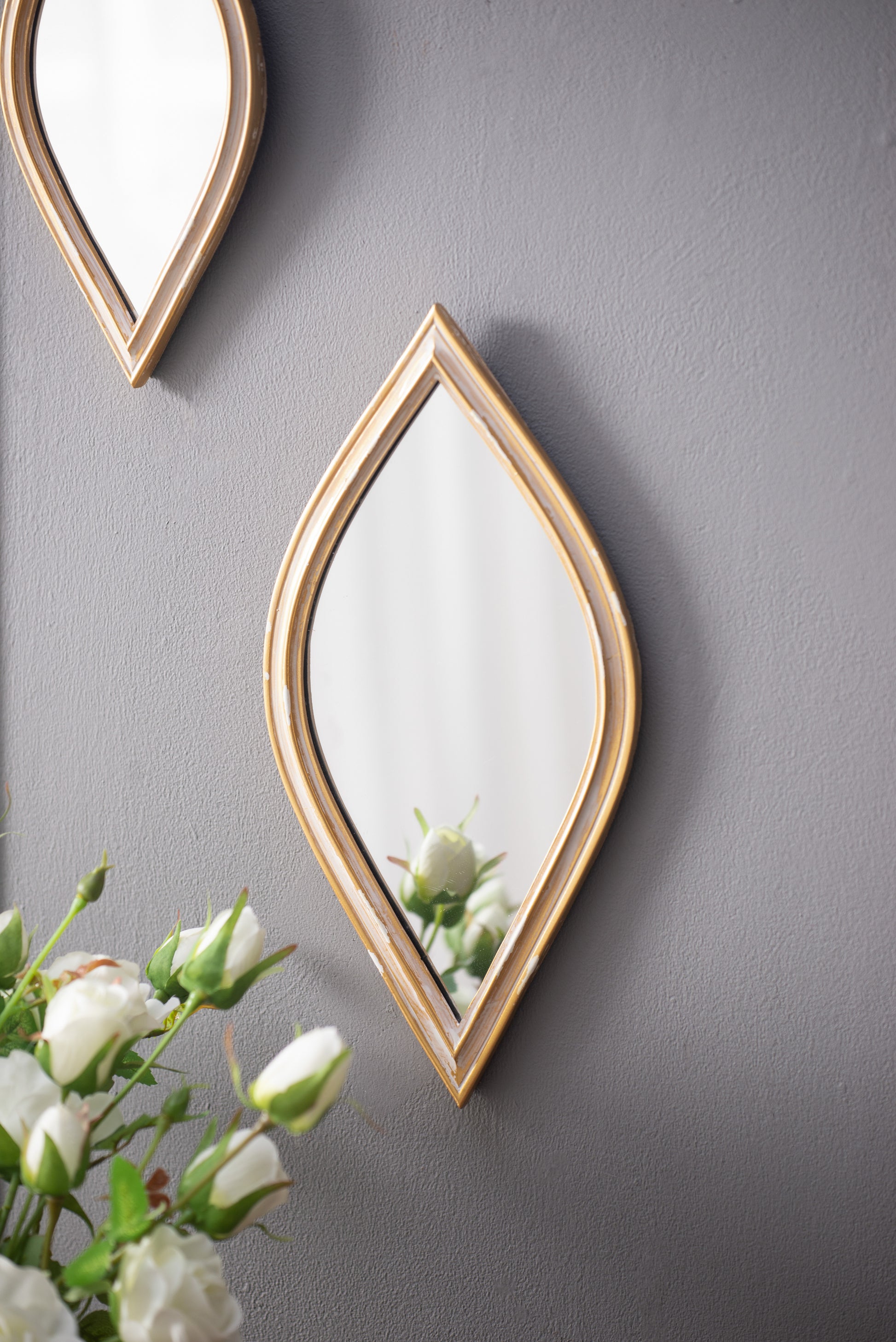 Decorative Mirror For Wall Decor, 6.5X13" Antique Gold Polyresin