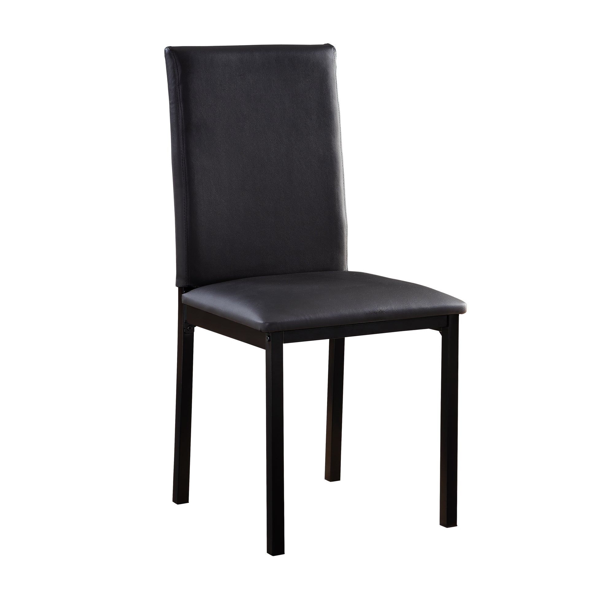 Set Of 4 Dining Chairs Black Faux Leather Upholstery Casual Dining Room Furniture Metal Frame Black Dining Room Side Chair Metal