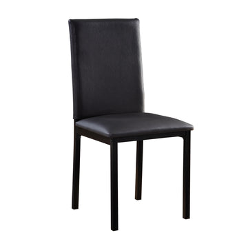 Set Of 4 Dining Chairs Black Faux Leather Upholstery Casual Dining Room Furniture Metal Frame Black Dining Room Side Chair Metal