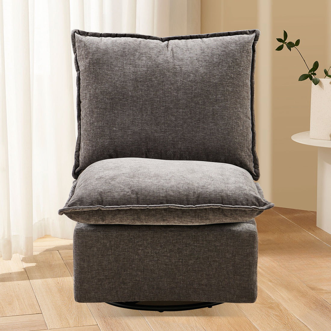 Detachable Dark Grey Chenille Single 360 Swivel Rocking Rocker,360 Swivel Sofa Chair & Single Sofa Lounge, Comfortable Seating For Living Room & Bedroom,Dark Gray Sofa 1Pc Dark Gray Primary Living Space Modern Foam Chenille