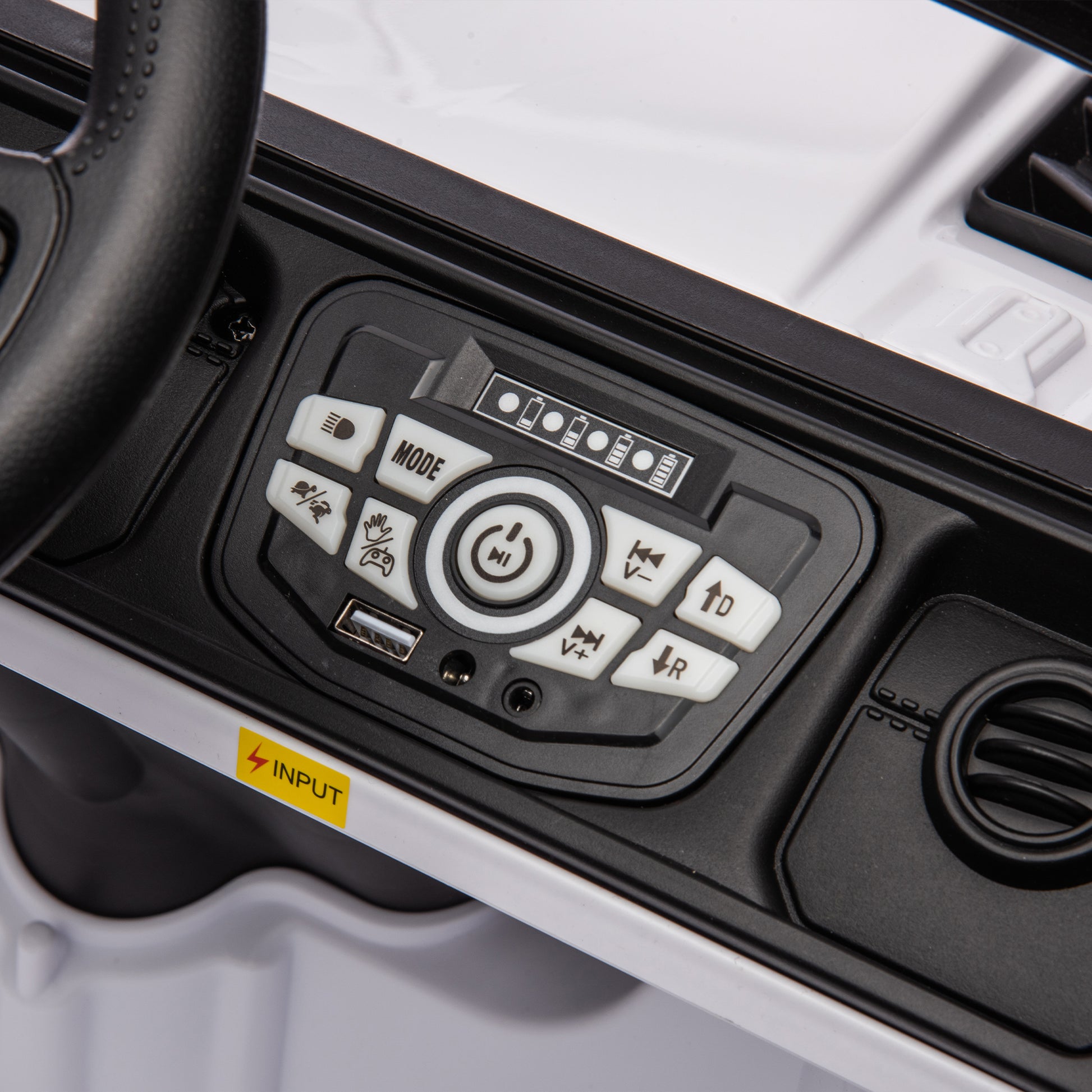 24V Ride On Large Pickup Truck Car For Kids,Ride On 4Wd Toys With Remote Control,Parents Can Assist In Driving,Bluetooth Music Version,Pickup Truck Design With Spacious Storage In The Rear. White Polypropylene