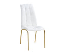 Modern Lattice Designdining Chair With Gold Metal Legs Set Of 4 Gold White Metal