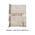 Uno 50 Inch Throw Blanket, Cotton And Linen, Woven Striped Design, Beige Beige Cotton Linen