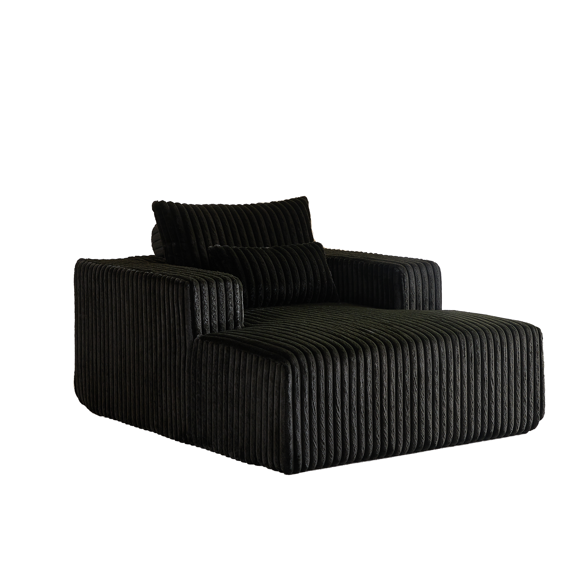 62.5 Inch Corduroy Sponge Sofa Lounge Chair,No Assembly Required,Fluffy Modern Sleeper Chair For Indoor Living Room Bedroom Black Foam Corduroy 1 Seat