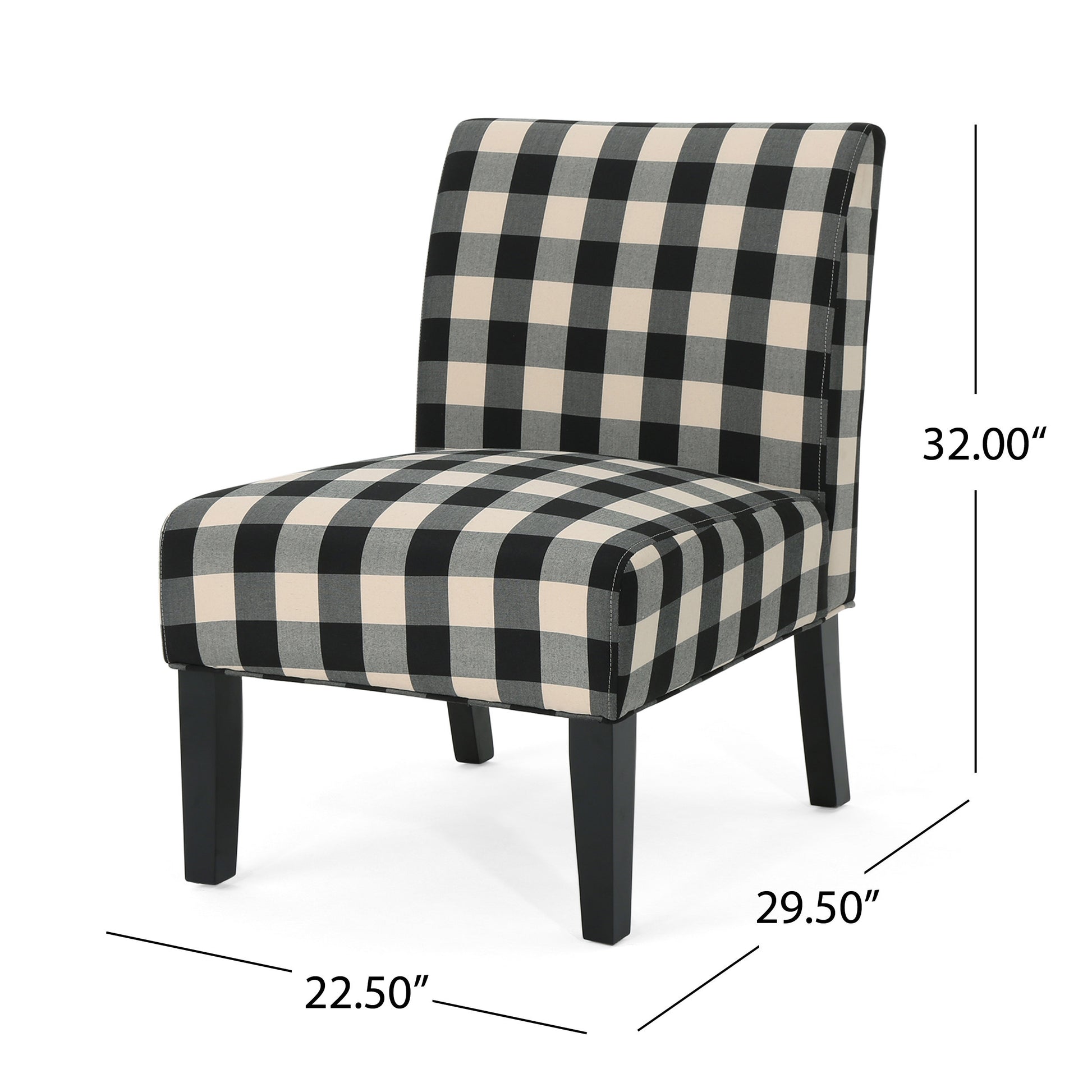 Accent Chair Black White Fabric