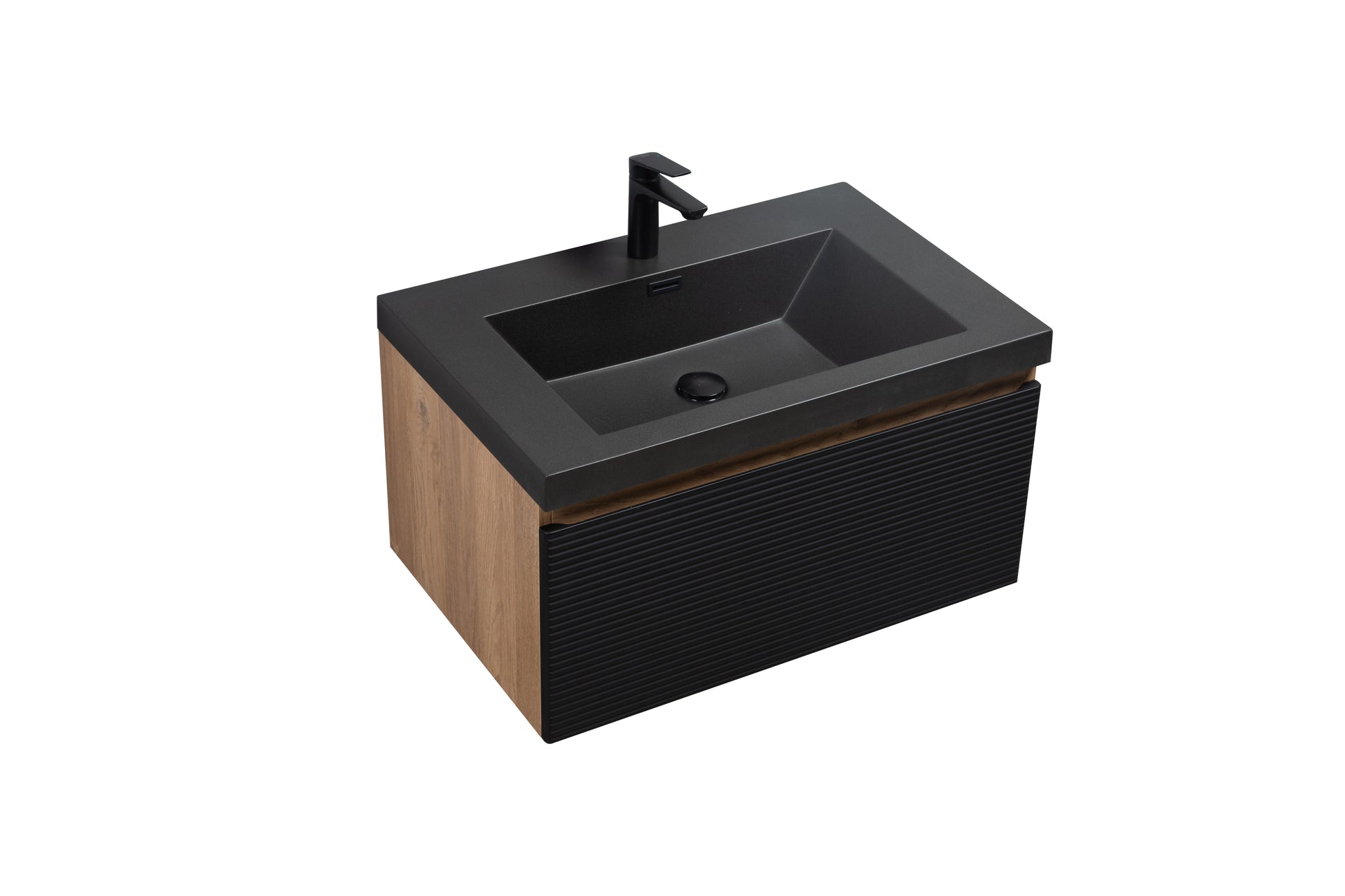 30" Floating Bathroom Vanity With Sink, Modern Wall Mounted Bathroom Storage Vanity Cabinet With Countertop And Soft Close Drawers, Ink Black Cruis 30 Black Wood