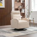 Jiada Upholstered Swivel Glider.Rocking Chair For Nursery In Beige.Modern Style One Left Bag Beige Primary Living Space Foam Metal