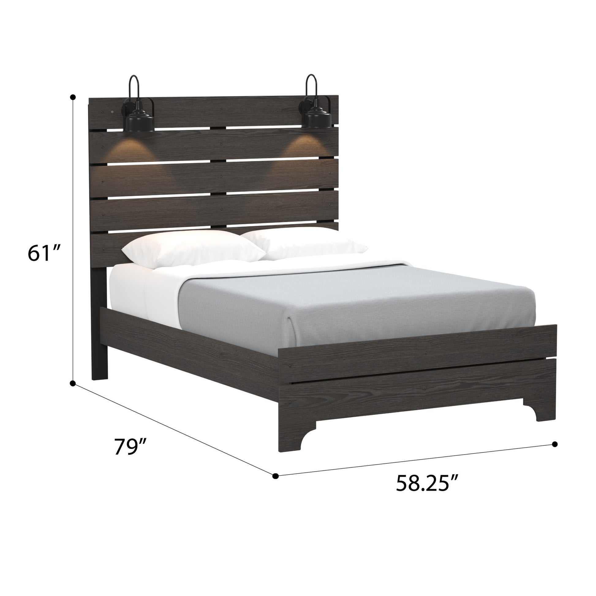 Junipe Brown Full Bed With Lights Full Brown Engineered Wood