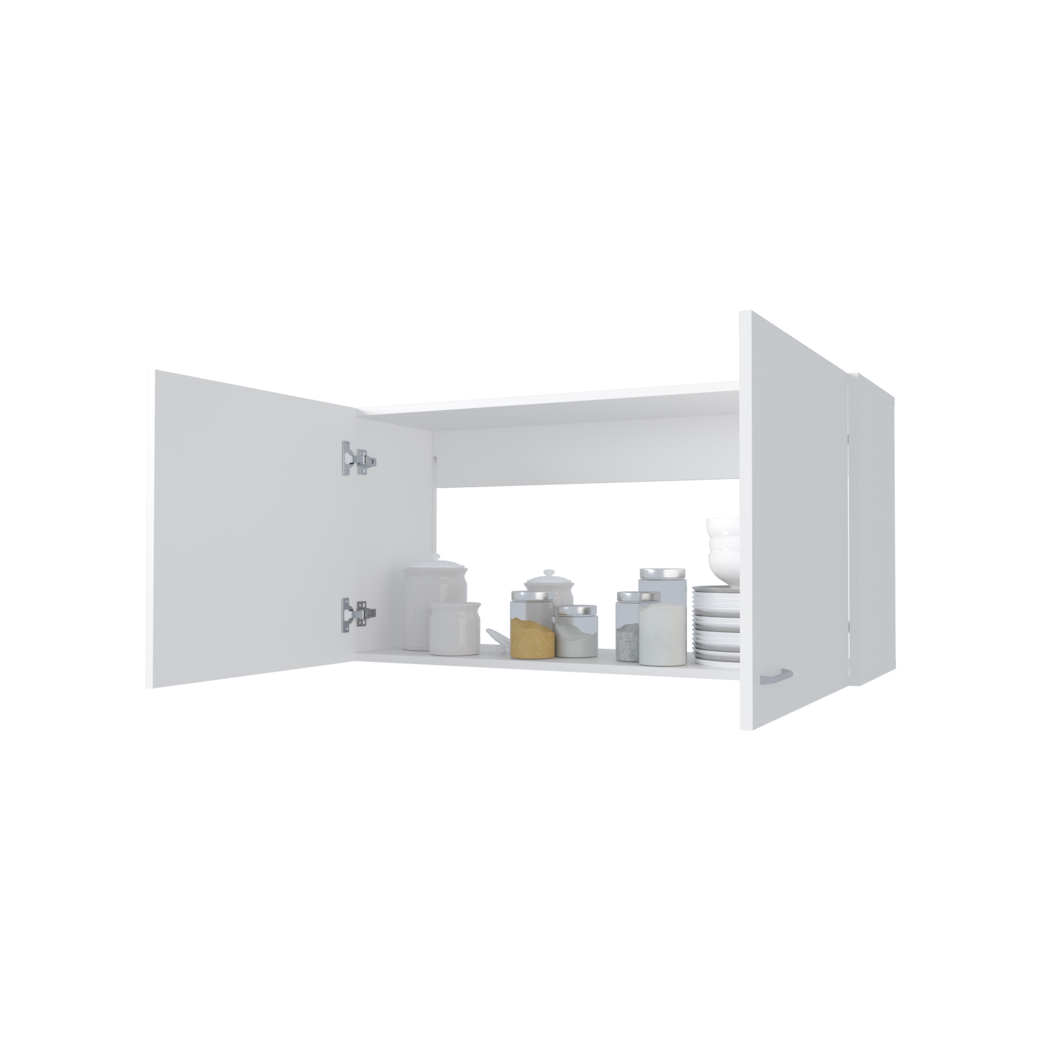 Oklahoma Wall Cabinet In Melamine, Two Doors White Kitchen Contemporary,Modern Pine Particle Board Shelves Included Melamine