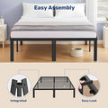 Full Size Bed Frame, 14 Inch Platform Bed No Box Spring Needed, Sturdy Metal Bed Frame Full Size, Storage Space Under The Bed Heavy Duty Frame Bed, Black Black Metal