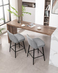 Counter Height Swivel Bar Stools Set Of 2, 360 Swivel Upholstered Barstools With Back And Metal Legs, 25.6