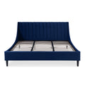 Aspen Vertical Tufted Headboard Platform Bed Set, King, Navy Blue Velvet Box Spring Not Required King Navy Blue Wood Foam Velvet Velvet