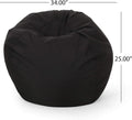 Chrisholm Black Bean Bag 25 In. X 34 In. X 34 In. Black Fabric