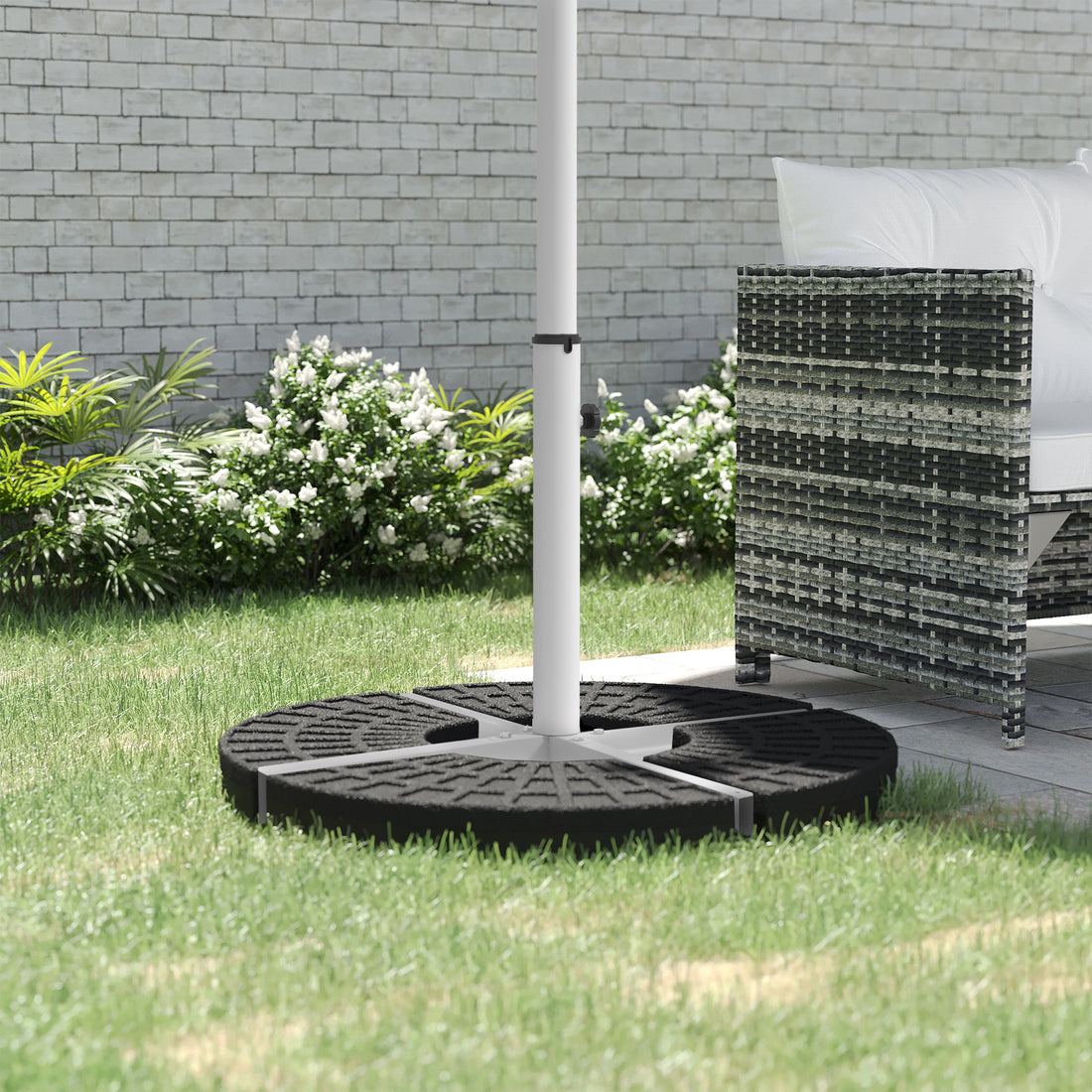 Outsunny Outdoor Universal Cross Brace Stand For Small Offset Umbrella Or Large Market Umbrella, Cross Umbrella Base For Patio Umbrella, White White Steel