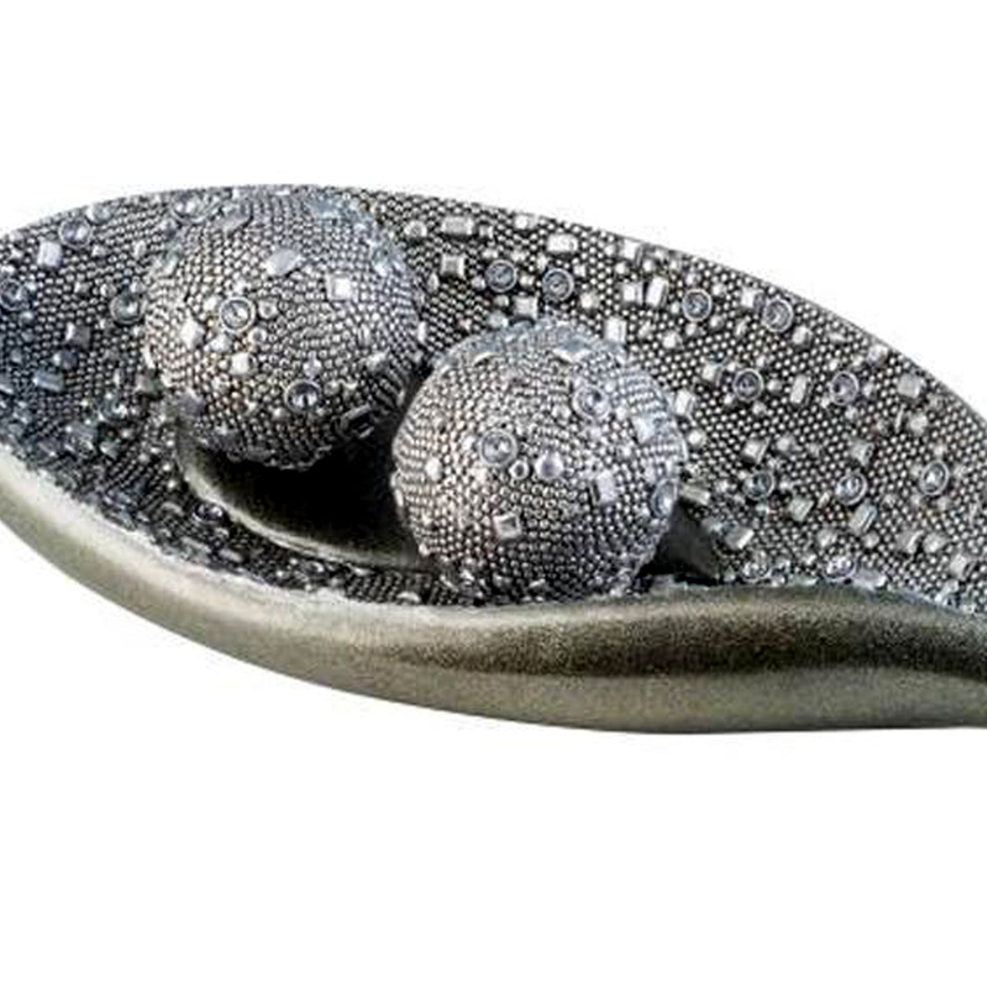 19.5" Long Polyresin Decorative Bowl" Twilight" With Silver Finish Silver Polyresin