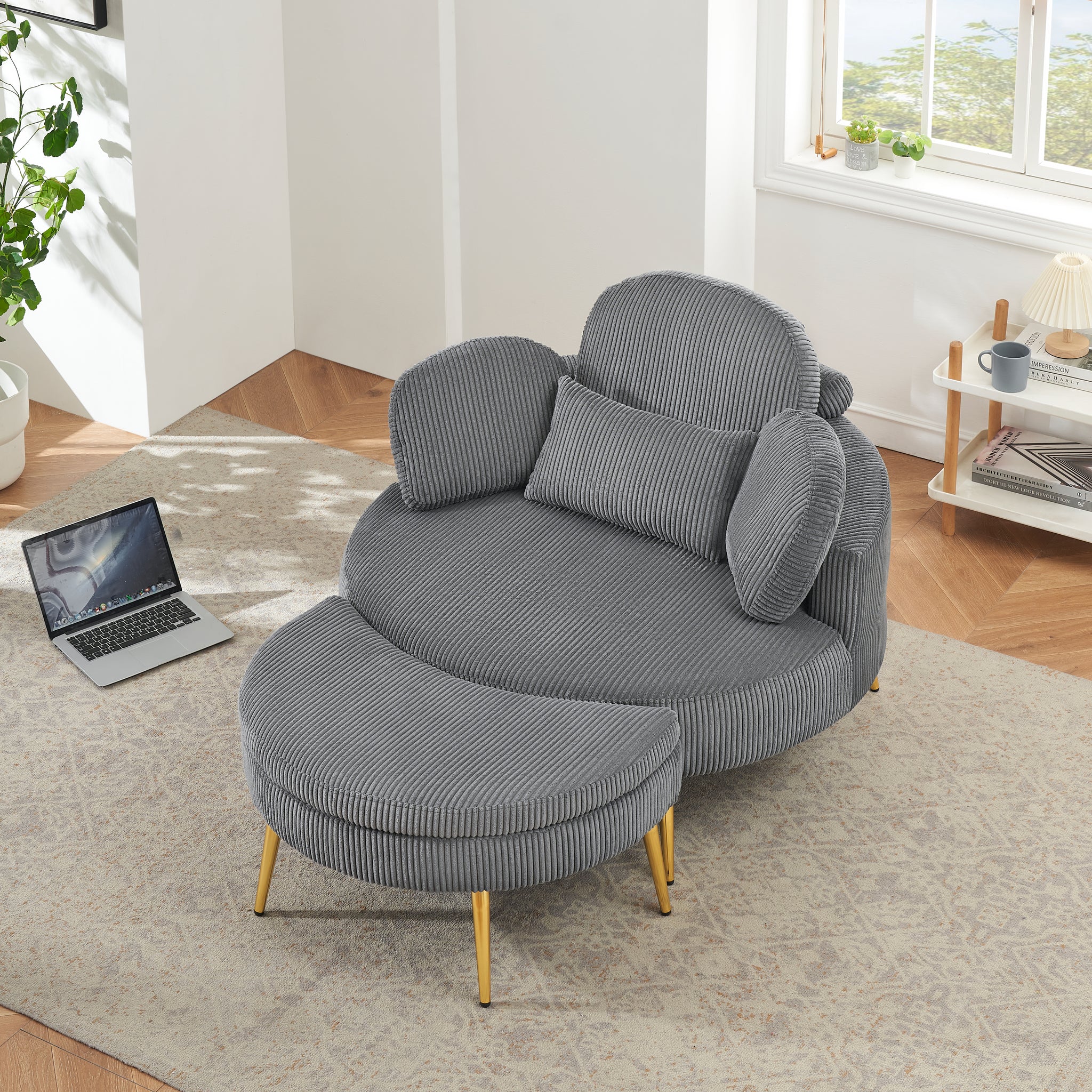 3206Gray Comfortable Seating Suitable For Small Apartment Bedroom Space Gray Corduroy 1 Seat